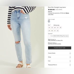 Altar's State, size 28, zora slim straight leg jeans, color: light wash